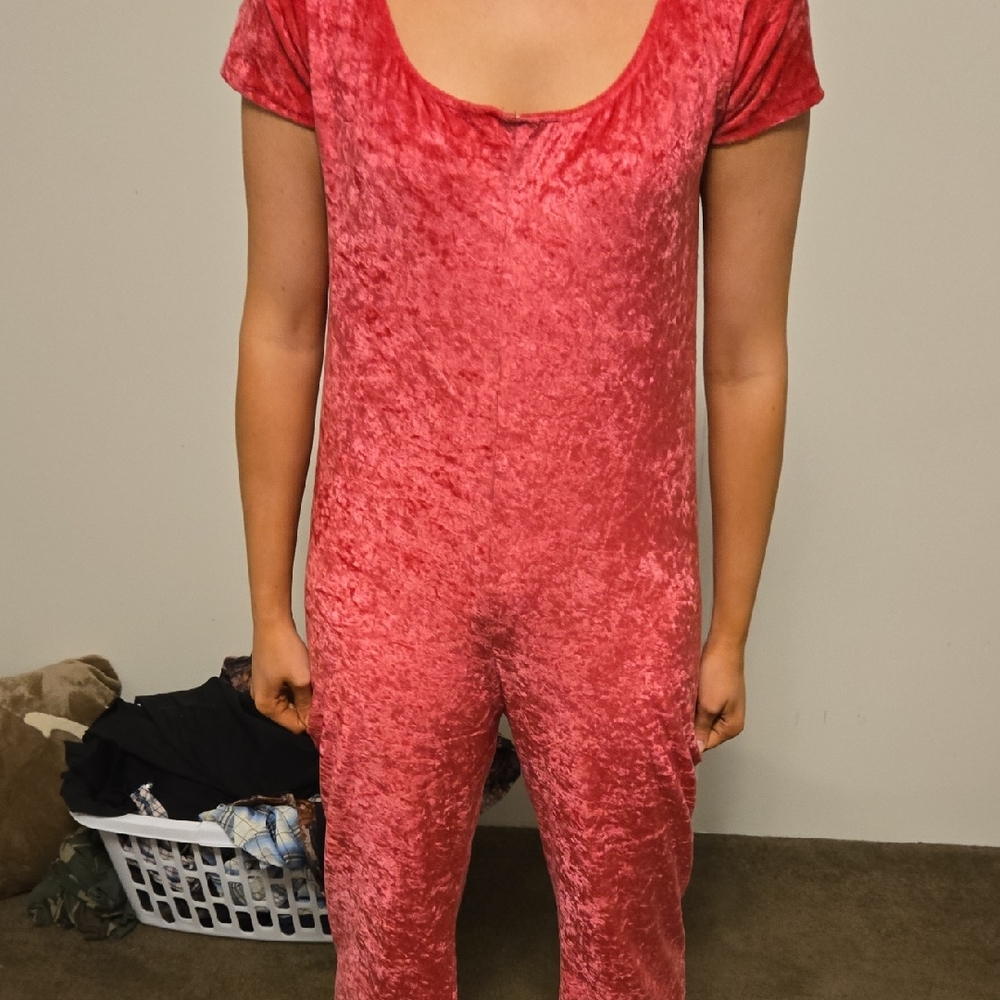 Women's Pink Velvet Jumpsuit